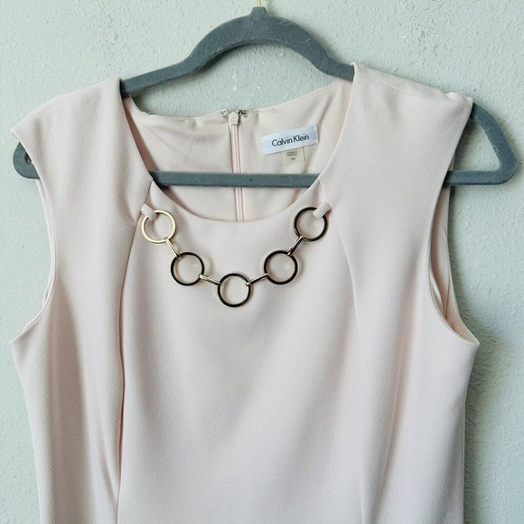 Calvin Klein Pink Gold Collar Chain Dress Sz 10 - Picture 3 of 5